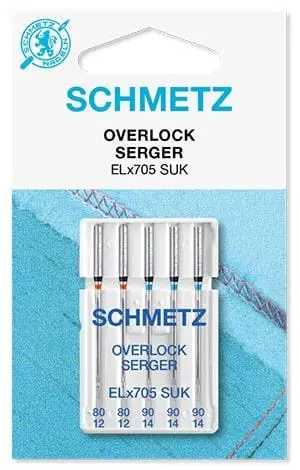 Комплект игл Schmets Overlock ELX705 для трикотажных тканей, №80 и №90, немецкое качество