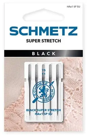 Иглы SCHMETZ SUPER STRETCH HAx1 SP SU ЧЕРНЫЕ №75 для трикотажа, в упаковке 5 штук