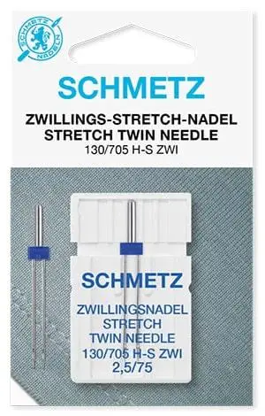 Двойная игла для трикотажа Schmetz Twin Stretch 130/705 H-S ZWI SMS №75/2,5 на швейной машине