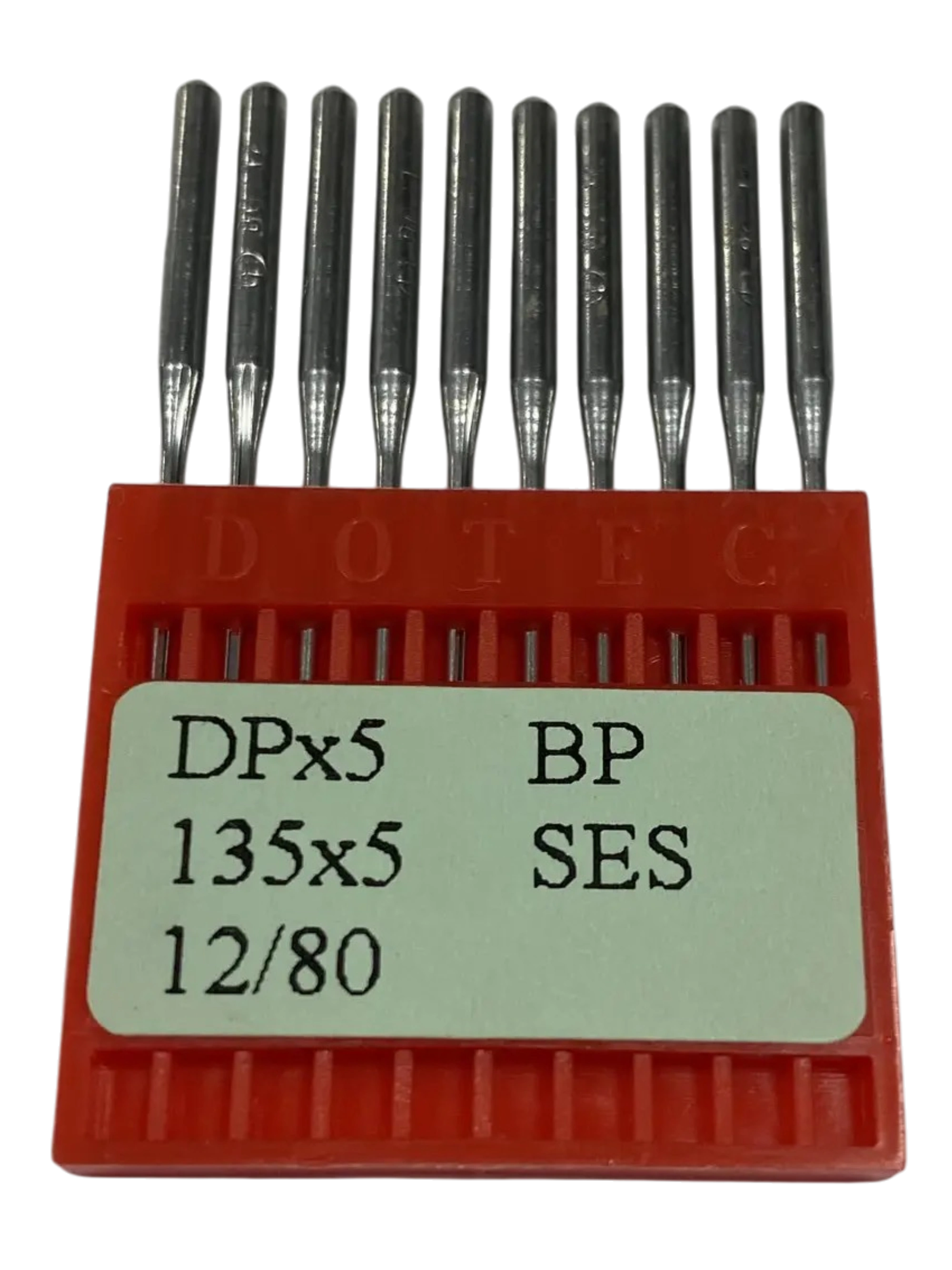 Голки DOTEC DPx5 №80 SES для промислових швейних машин у пластиковій упаковці