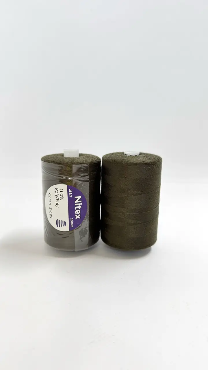 Нитка армована 100% Poly/Poly 28s/2 2500м NITEX S-096 хакі для швейних машин