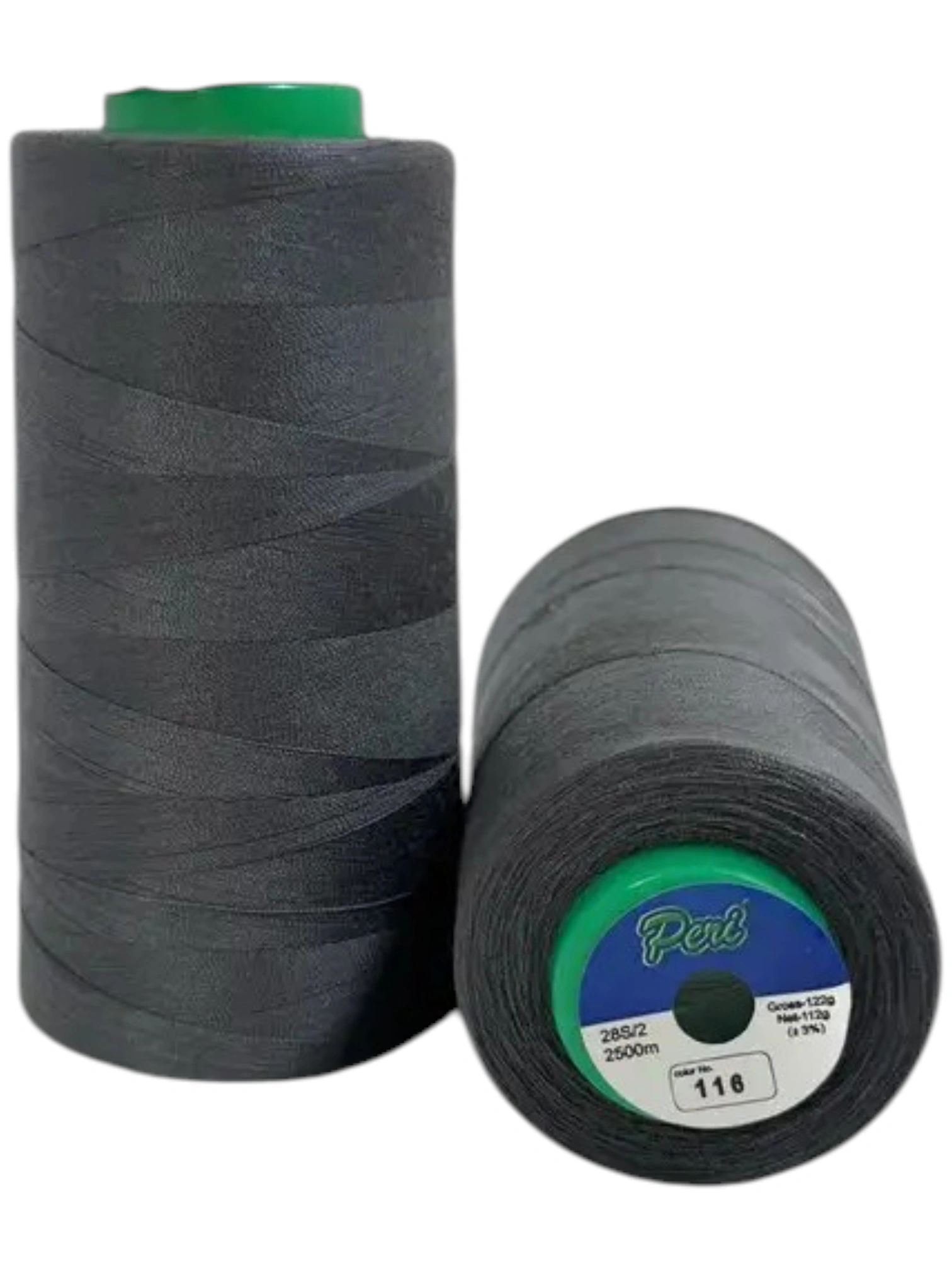 Нитка армована Peri 28s/2 2500м у темно-сірому кольорі для промислових швейних машин