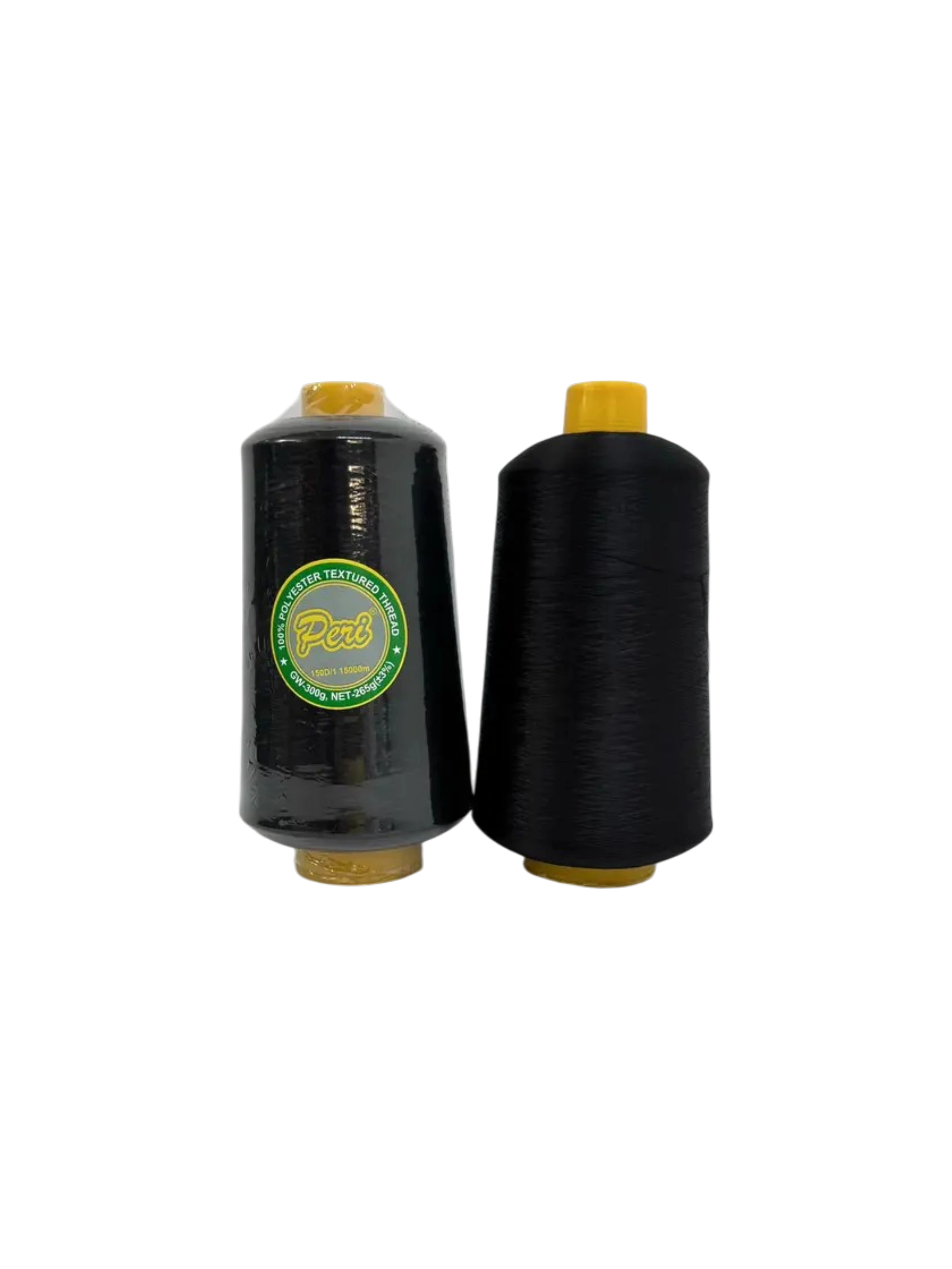 Нитка текстурована некручена 100%ПЕ 150D для швейної машини Peri чорна, розмотка 15000 м