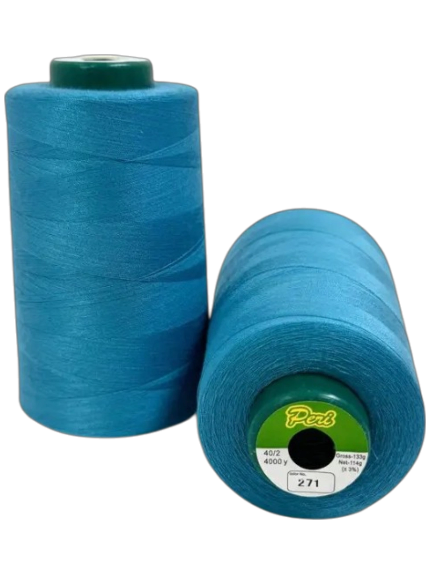 Нитки для шиття Peri 100%PE 40/2 (4000ярдів) у бірюзовому кольорі, призначені для швейних машин та рукоділля