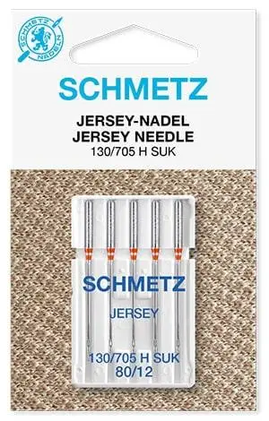 Иглы Schmetz Jersey 130/705 H SUK VCS №80 для трикотажных тканей — плотная упаковка из 5 штук