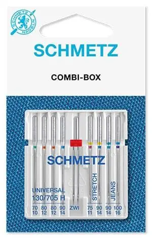 Набор игл SCHMETZ COMBI-BOX 130/705 H сорт KNS для швейных машин и тканей